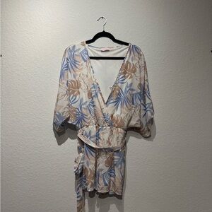 Pink Lily Leaf Print Jumpsuit